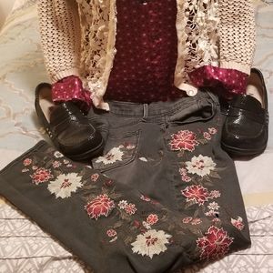 Sundance floral design and embroidery  Blue Jeans